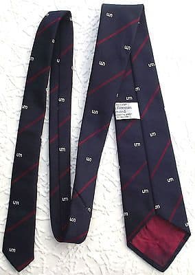 Vintage corporate tie logo UM initials Navy blue
